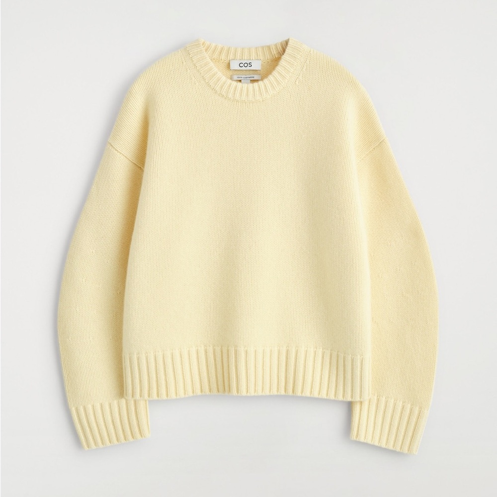 COS CHUNKY PURE CASHMERE CREW-NECK SWEATER medium butter yellow 2025 - Picture 1 of 8